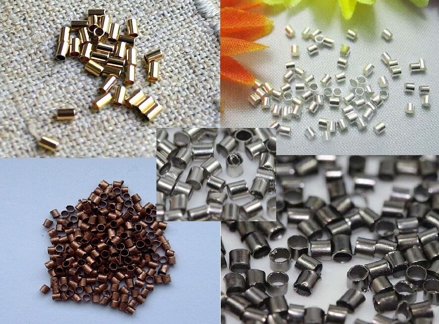 50 Corrugated Crimp Tube Bead Covers 3MM 4MM 5MM Gold Silver & Gunmetal  Plated